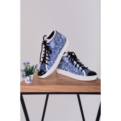 Embroidered Sneakers "Jeans Ornament White"